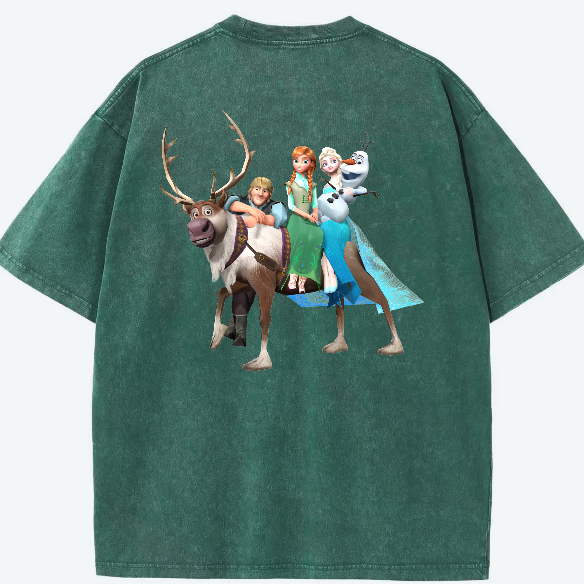 （画像用） アナと雪の女王 アンナ エルサ Frozen Anna Elsa 綿100% ヴィンテージ風 半袖Tシャツ（背面プリント）